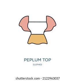 peplum top icon from clothes collection. Thin outline peplum top, short, fashion detailed offset lineal color icon isolated on white background. Line vector peplum top sign, symbol for web and mobile