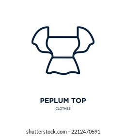 peplum top icon from clothes collection. Thin linear peplum top, dress, cotton outline icon isolated on white background. Line vector peplum top sign, symbol for web and mobile