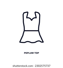 peplum top icon. Thin line peplum top icon from clothes and outfit collection. Outline vector isolated on white background. Editable peplum top symbol can be used web and mobile