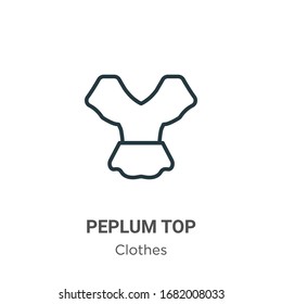 Peplum top outline vector icon. Thin line black peplum top icon, flat vector simple element illustration from editable clothes concept isolated stroke on white background