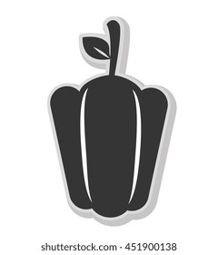 Pepper in black and white colors isolated flat icon, vector illustration.