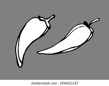 pepper, black and white vector
