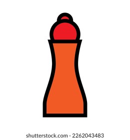 Pepper bottle icon line isolated on white background. Black flat thin icon on modern outline style. Linear symbol and editable stroke. Simple and pixel perfect stroke vector illustration