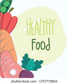 pepper bread meat and beet fresh organic healthy food with fruits and vegetables vector illustration