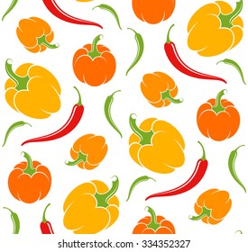 Pepper. Bright vegetables. Seamless pattern. Vector illustration 