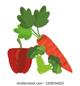 Pepper and broccoli with carrots