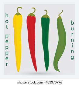 pepper burning hot red yellow green light green art abstract creative isolated on a light background vector design element