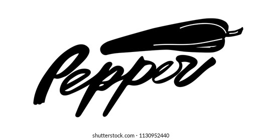 Pepper Calligraphy Logo Handwritten Lettering Stock Vector (Royalty ...