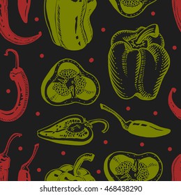pepper chili vegetable pattern seamless vector sketch