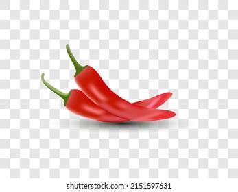 Pepper, chilli isolated on transparent background. Vector illustration.