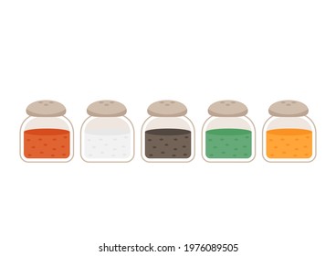 Pepper and chilli powder vector set. free space for text. Ingredient powder vector.