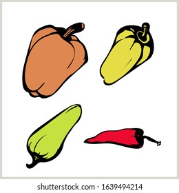 Pepper color.Image on a white background.