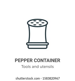 Pepper container outline vector icon. Thin line black pepper container icon, flat vector simple element illustration from editable tools and utensils concept isolated on white background