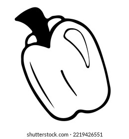 Pepper doodle vector illustration, tasty vegetable, vegetarian food.