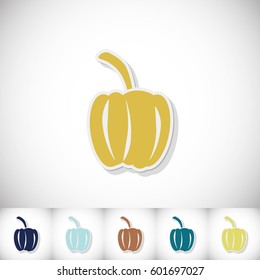 Pepper. Flat sticker with shadow on white background. Vector illustration