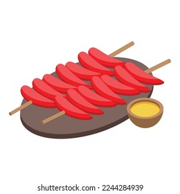 Pepper food icon isometric vector. Brazilian cuisine. Dish culinary