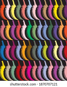 Pepper forms assembled into repeat pattern, creating modern grid texture