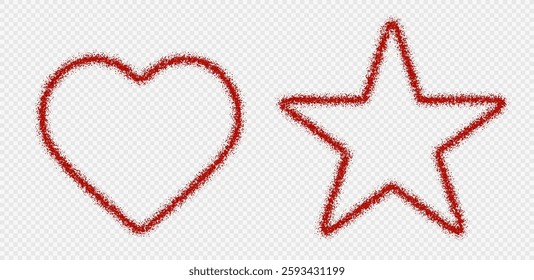 Pepper frame, red chili border, spicy paprika powder in heart and star shapes.
