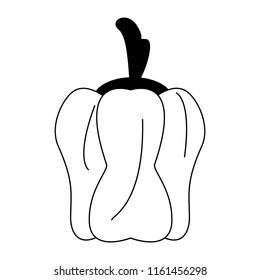 Pepper fresh vegetable in black and white