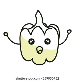 pepper fresh vegetable kawaii character