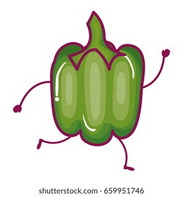 pepper fresh vegetable kawaii character