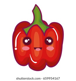 pepper fresh vegetable kawaii character