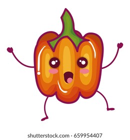 pepper fresh vegetable kawaii character