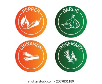 pepper garlic cinnamon rosemary logo badge vector illustration