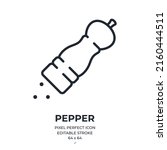 Pepper grinder editable stroke outline icon isolated on white background flat vector illustration. Pixel perfect. 64 x 64.