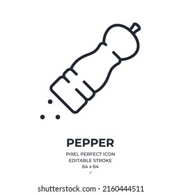 Pepper grinder editable stroke outline icon isolated on white background flat vector illustration. Pixel perfect. 64 x 64.