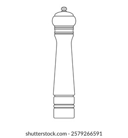 Pepper Grinder Outline Icon Illustration on White Background