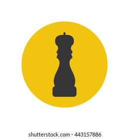 Pepper grinder spices mill silhouette on the yellow background. Vector illustration