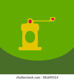 Pepper grinder spices mill silhouette on the color background. Vector illustration