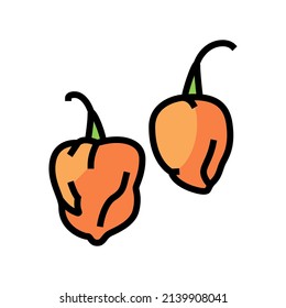 Pfeffer habanero Farbe Symbol Vektorgrafik. Pfeffer habanero Schild. einzelne Symbolillustration