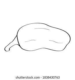 Pimienta. Icono de doodle dibujado a mano. Ilustración vectorial en blanco y negro aislada en fondo blanco. Decoración para tarjetas de felicitación, carteles, parches, huellas para ropa, emblemas.