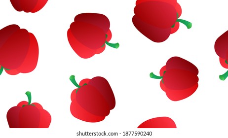 Pepper hand drawn vector seamless pattern. Vegetable engraved artistic style object. Black, eating