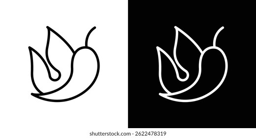 Pepper hot icon shape graphic simple plain clipart symbol. thin line outline art