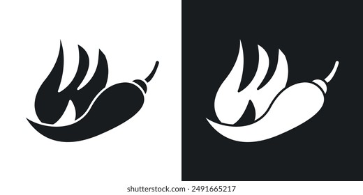 Pepper hot vector icon set in solid style.