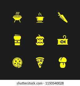 pepper icon. 9 pepper set with salad, cook, food and restaurant and pizza vector icons for web and mobile app
