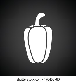 Pepper icon. Black background with white. Vector illustration.