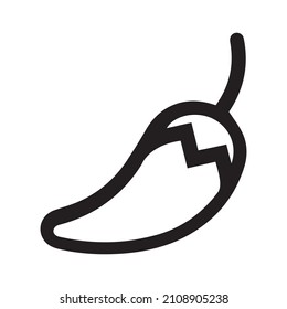 El ícono de la pimienta. Imagen de color con un contorno negro de pimienta chile. Cocina variada y de temporada. Ilustración vectorial aislada en un fondo blanco para el diseño y la web.