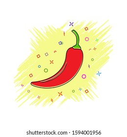 Pepper icon. Comic book style icon with splash effect. flat style. Isolated on white background.