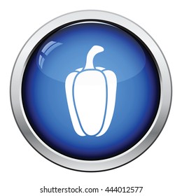 Pepper icon. Glossy button design. Vector illustration.