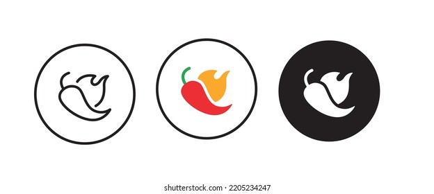 Pepper icon. Hot pepper. Chili icons,editable stroke, flat design style isolated on white linear pictogram, button, vector, sign, symbol, logo, illustration