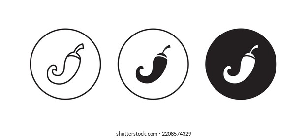 Pepper icon. Hot pepper. Chili icons,editable stroke, flat design style isolated on white linear pictogram, button, vector, sign, symbol, logo, illustration