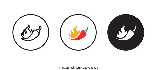 Pepper icon. Hot pepper. Chili icons,editable stroke, flat design style isolated on white linear pictogram, button, vector, sign, symbol, logo, illustration