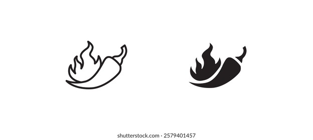 Pepper icon. Hot pepper. Chili icons,editable stroke, flat design style isolated on white linear pictogram, button, vector, sign, symbol, logo, illustration