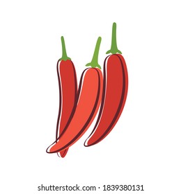 Pepper Icon, Korean Hot Pepper, Gochujang Red Pepper, Red Pepper Paste, Asian Chili Vector Icon Illustration Background