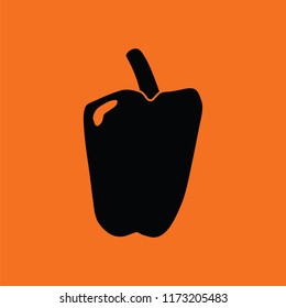 Pepper icon. Orange background with black. Vector illustration.