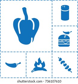 Pepper icon. set of 6 pepper filled icons such as chili